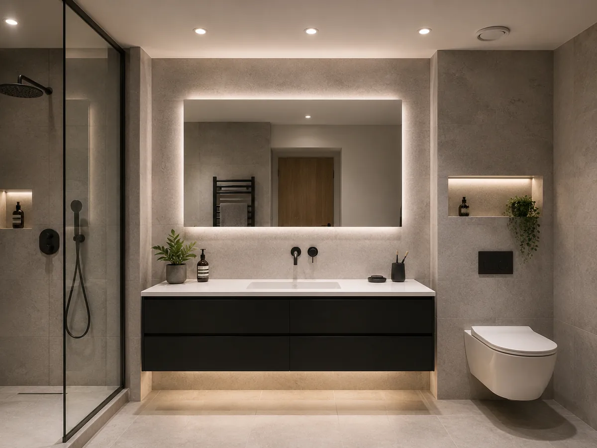 Modern bathroom electrical lighting installation
